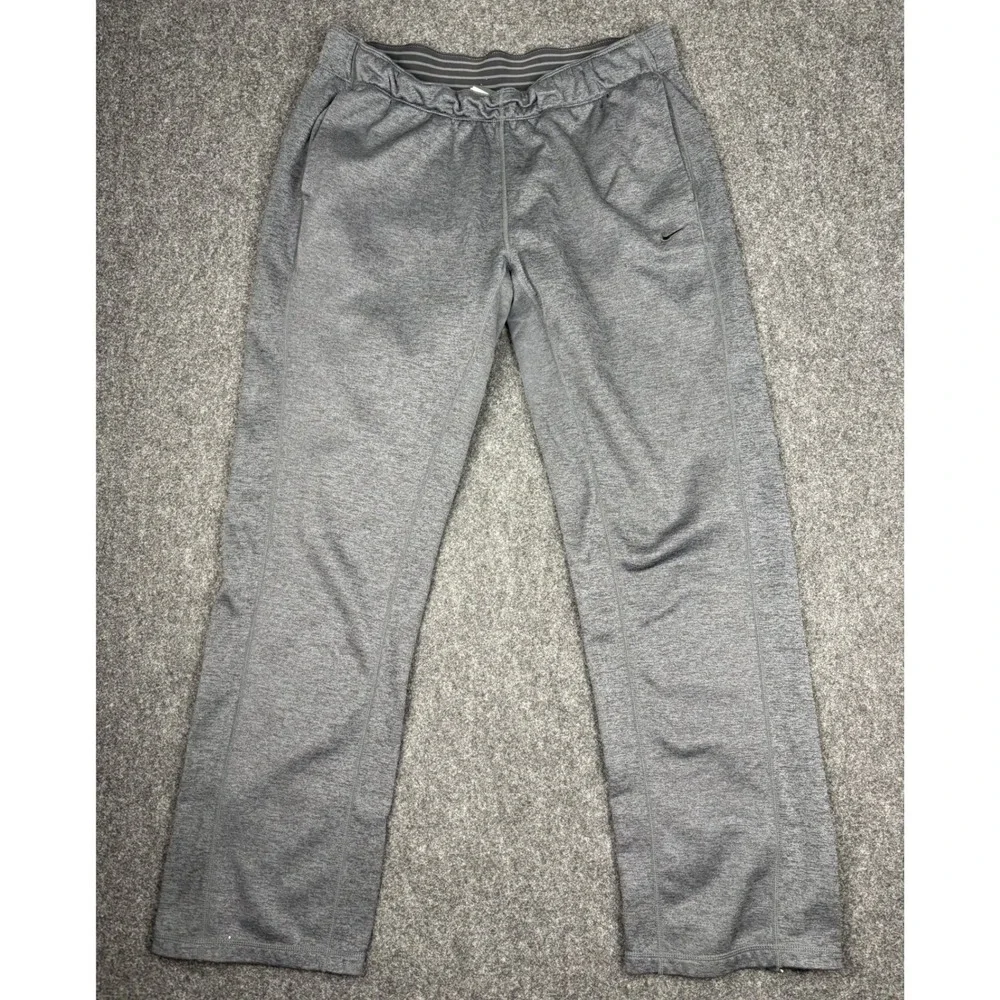Nike Therma-FIT Mens Grey Heather Fleece Training Pants Straight Leg Large